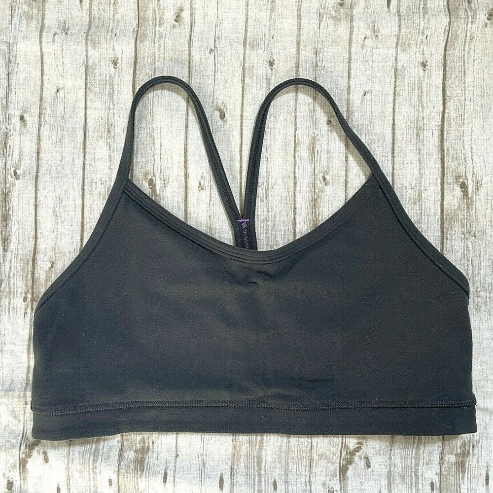 Lululemon Womens Flow Y Yoga Sports Bra Gray Size 6 Unpadded Mesh